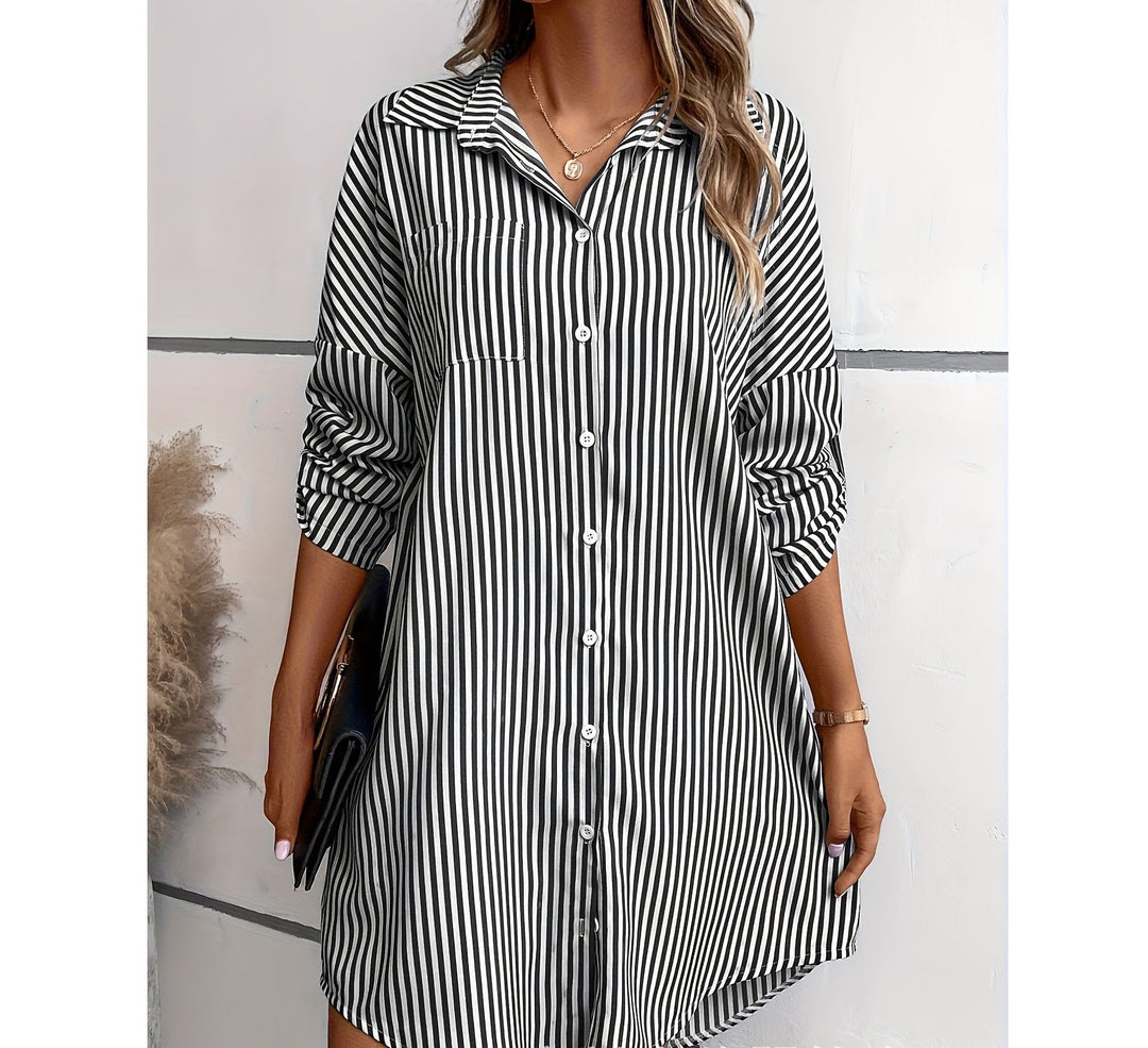 Valantomode | Stylish Striped Dress with Practical Pockets for Women