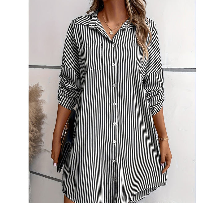 Valantomode | Stylish Striped Dress with Practical Pockets for Women