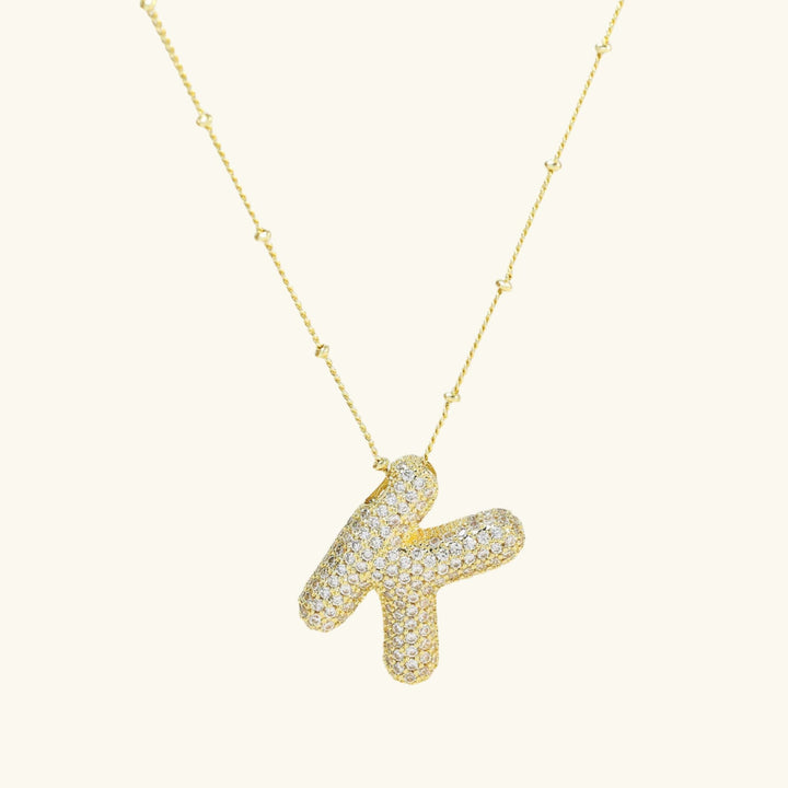 Valantomode | Gold Plated Bubble Initial Necklace for Women