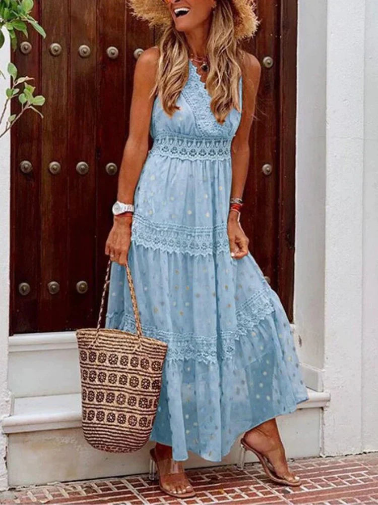 Valantomode | Lace Long Dress for a Sophisticated Evening Look