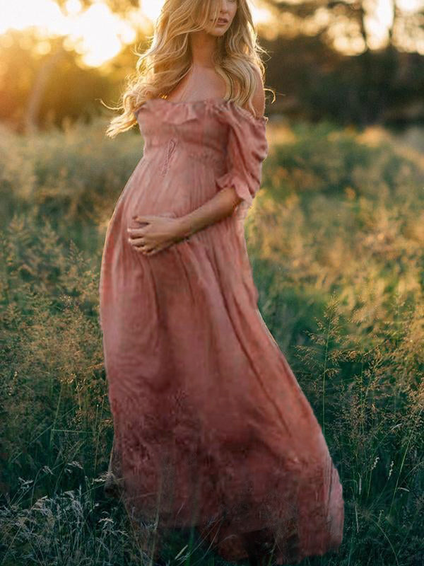 Valantomode | Stylish Long Sleeve Maternity Dress for Boho Moms