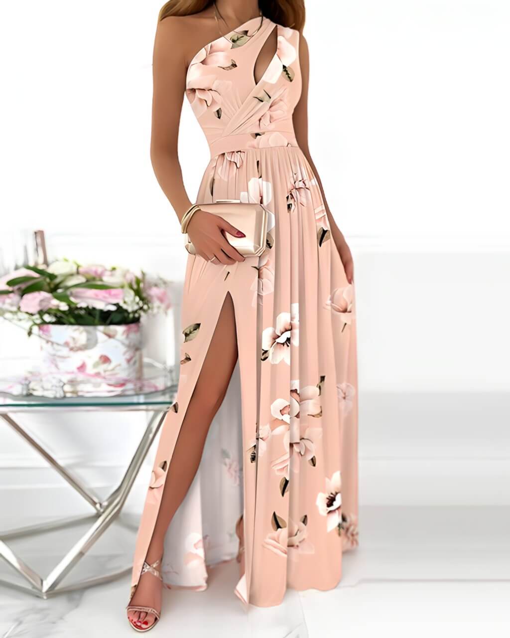 Valantomode | Chic Long Chambery Dress for Stylish Women