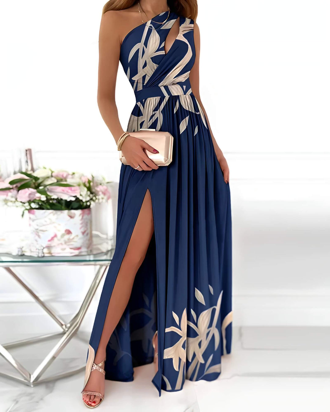 Valantomode | Chic Long Chambery Dress for Stylish Women