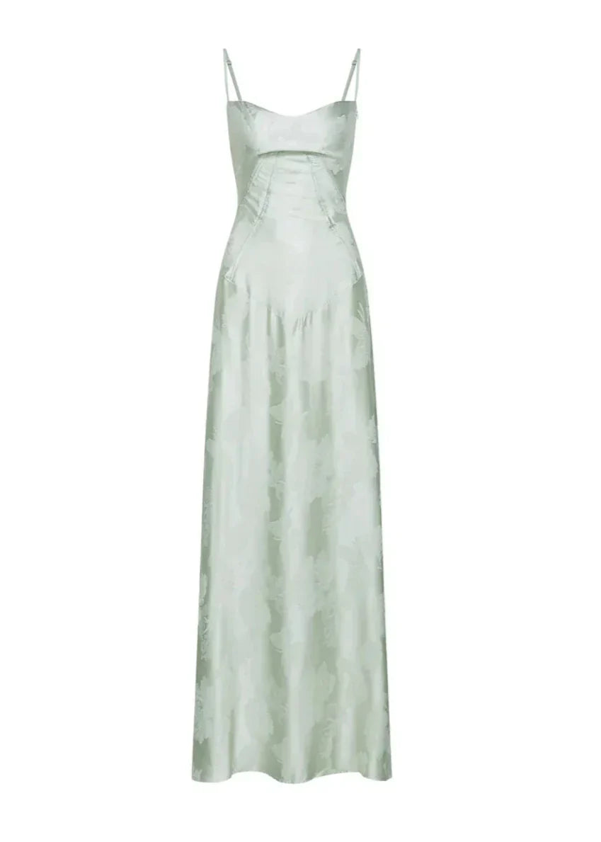 Valantomode | Chic Pistachio Floral Print Dress for Effortless Elegance