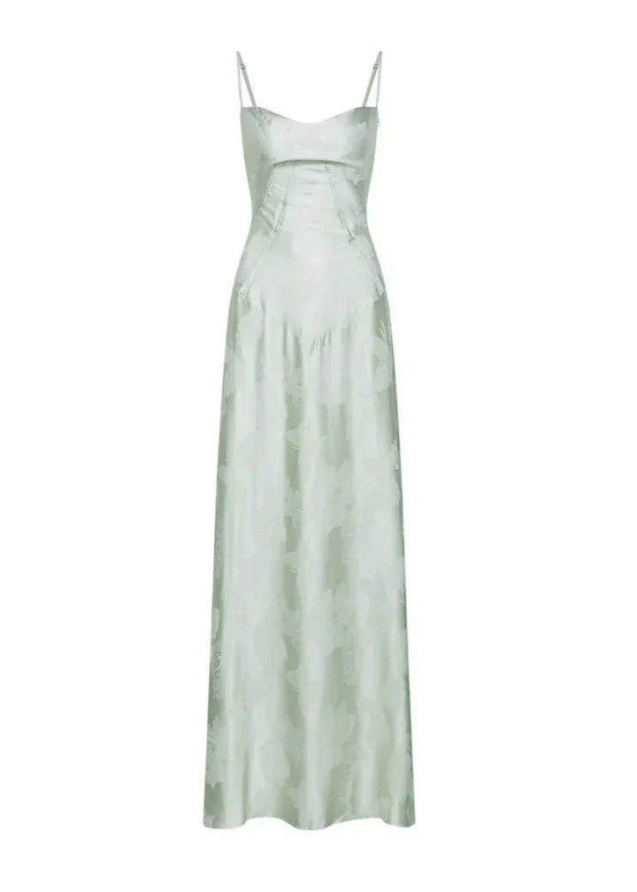 Valantomode | Chic Pistachio Floral Print Dress for Effortless Elegance