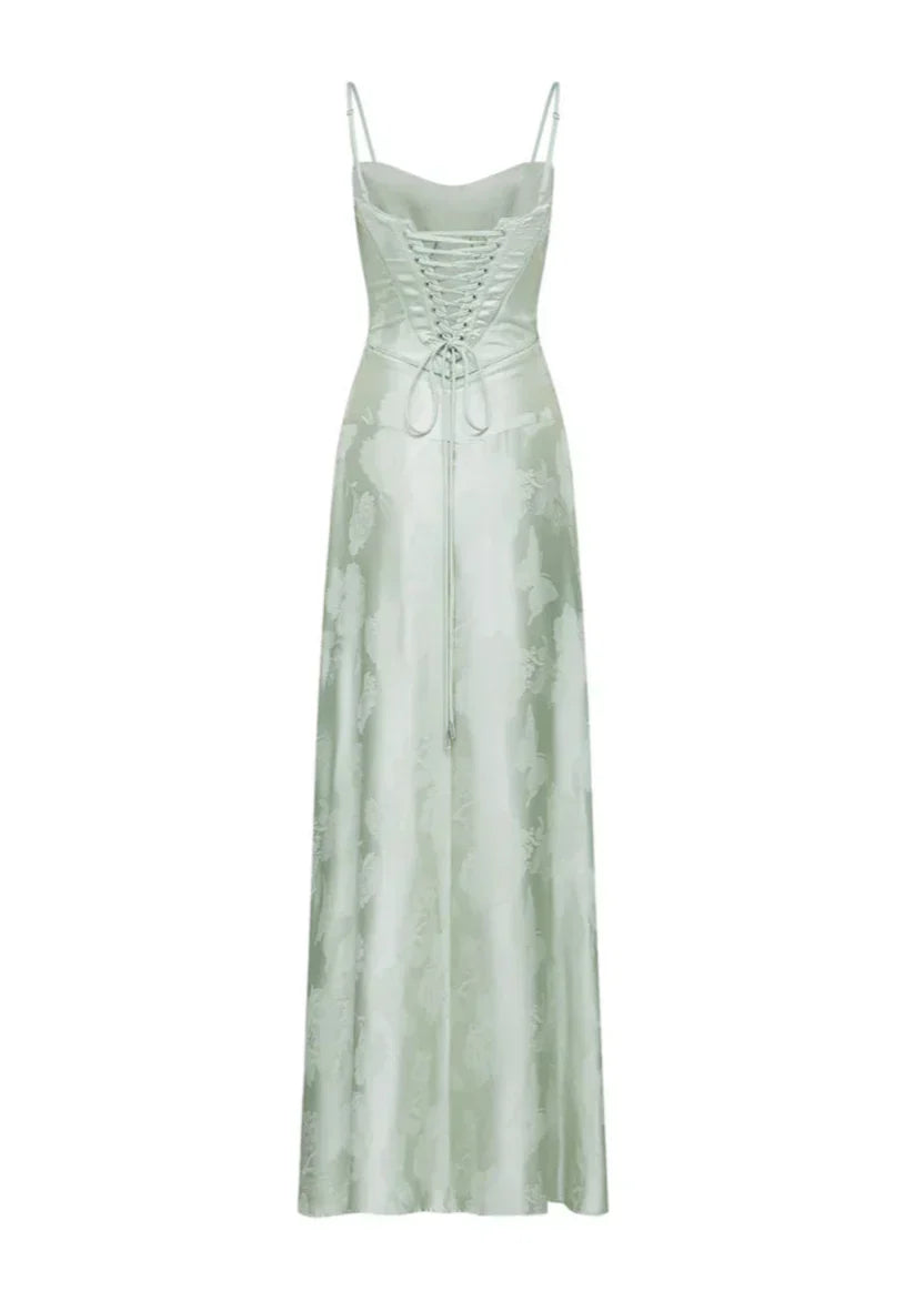 Valantomode | Chic Pistachio Floral Print Dress for Effortless Elegance