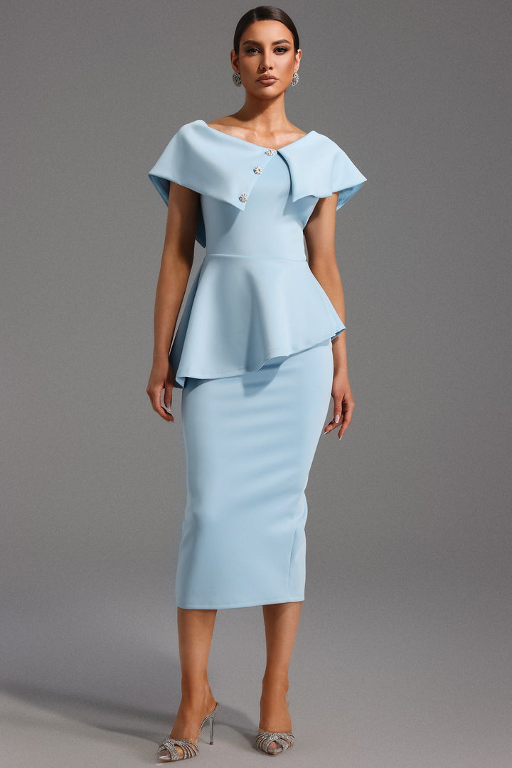 Valantomode | Baby Blue Asymmetrical Dress for Stylish Infants