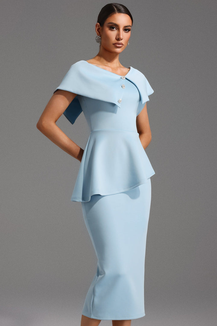 Valantomode | Baby Blue Asymmetrical Dress for Stylish Infants