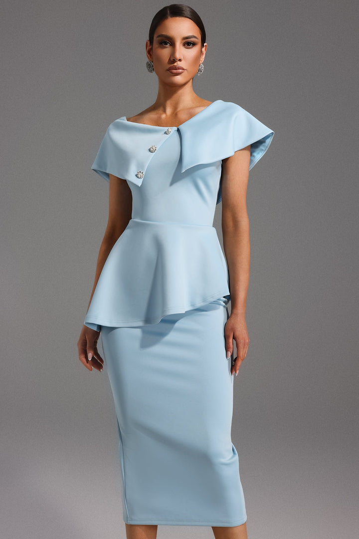 Valantomode | Baby Blue Asymmetrical Dress for Stylish Infants