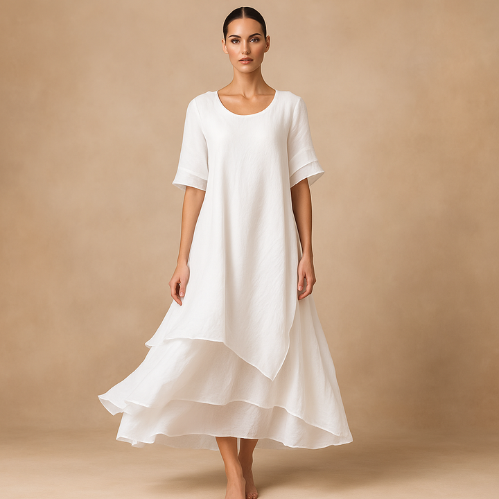 Valantomode | Chic Layered Cotton Dress for Effortless Summer Style