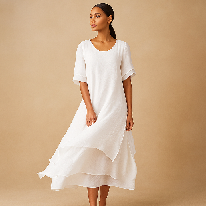 Valantomode | Chic Layered Cotton Dress for Effortless Summer Style
