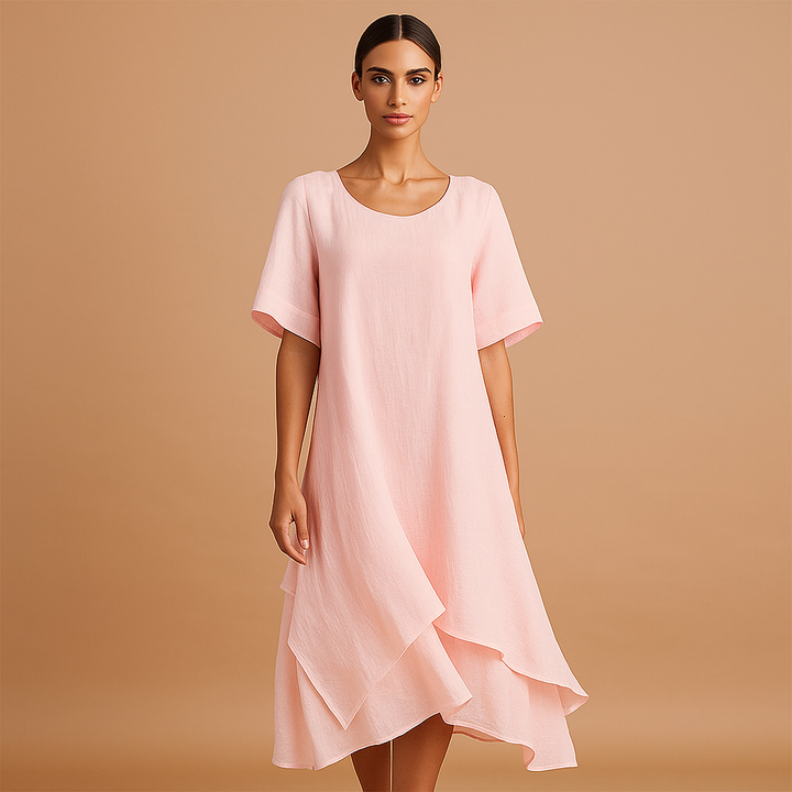 Valantomode | Chic Layered Cotton Dress for Effortless Summer Style