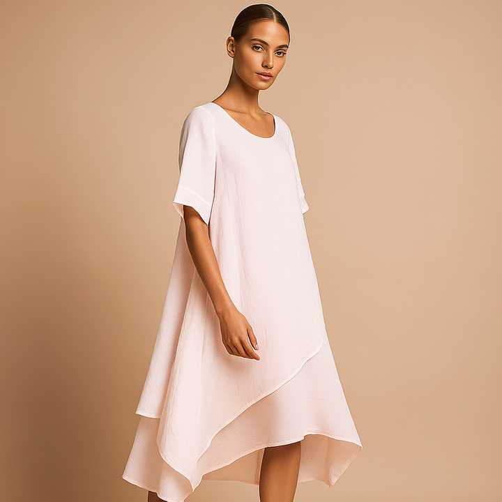 Valantomode | Chic Layered Cotton Dress for Effortless Summer Style