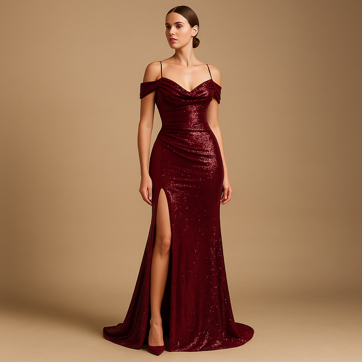 Valantomode | Stunning Strapless Evening Gown with Chic Side Slit