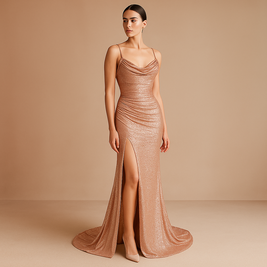Valantomode | Stunning Strapless Evening Gown with Chic Side Slit