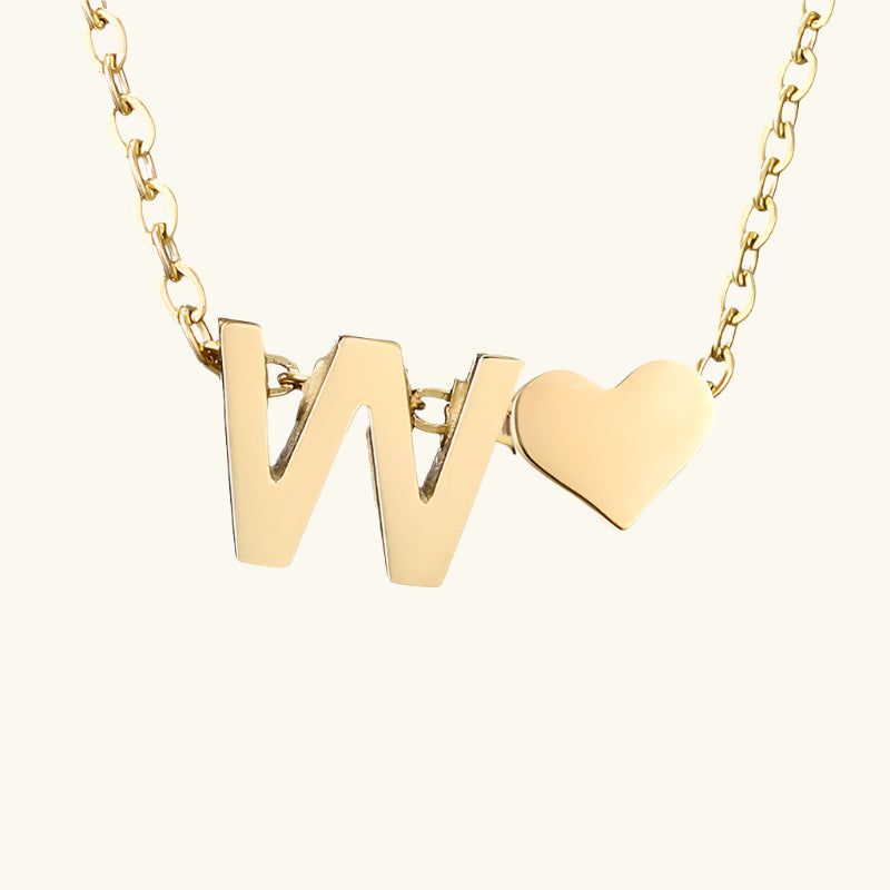 Valantomode | Plated Initial and Heart Charm Necklace for Women