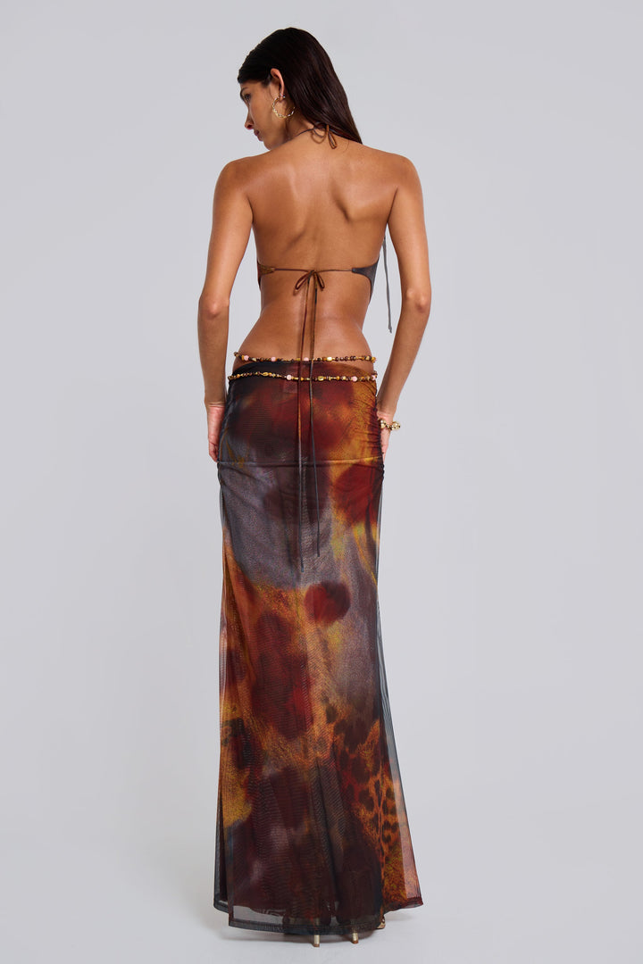 Valantomode | Chic Backless Maxi Dress in Rich Whiskey Color
