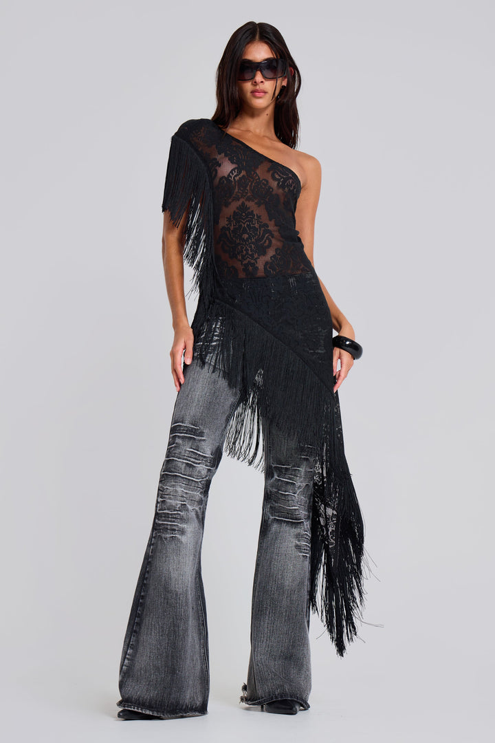 Valantomode | Chic Lace Detail Dress with Bohemian Fringe for Women