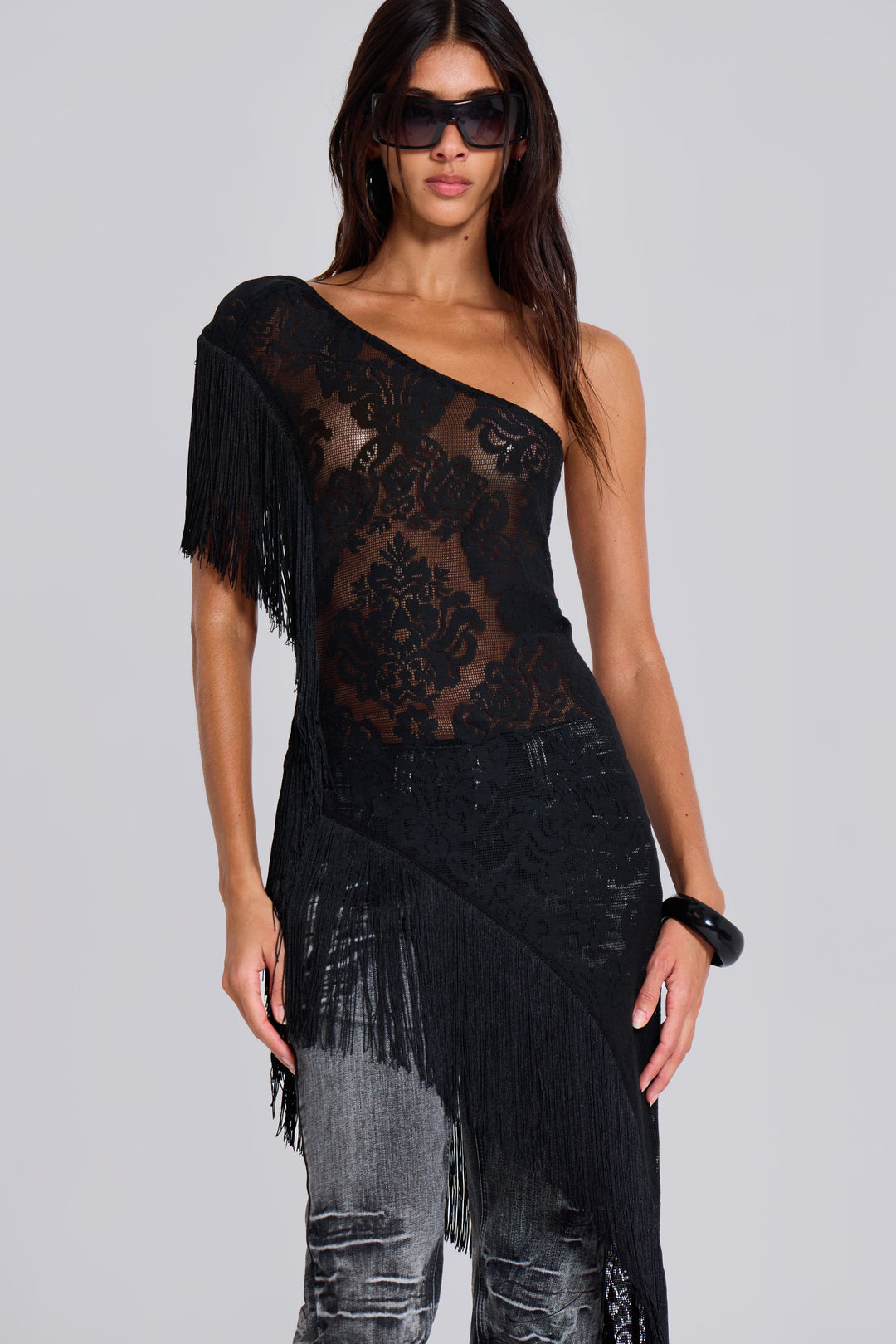 Valantomode | Chic Lace Detail Dress with Bohemian Fringe for Women