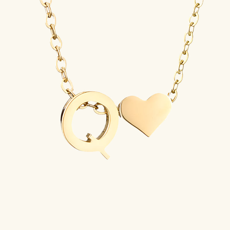 Valantomode | Plated Initial and Heart Charm Necklace for Women
