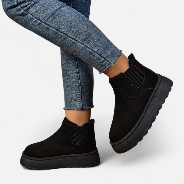 Valantomode | Women’s Short Plush Platform Ankle Boots
