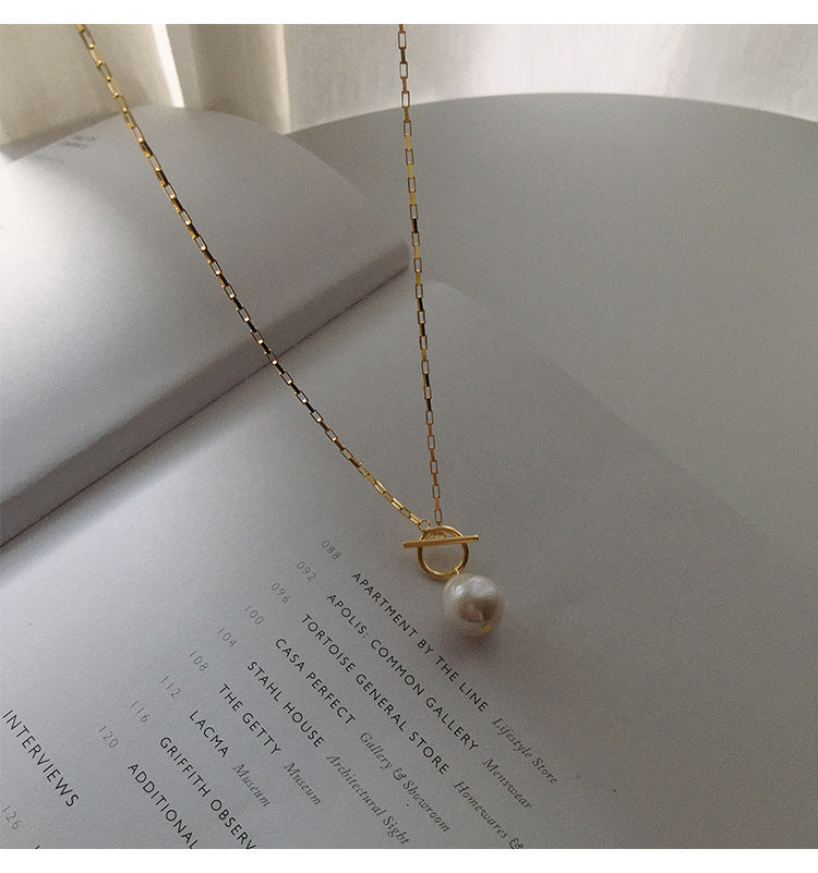 Valantomode | Gold Plated Baroque Pearl Necklace for Women