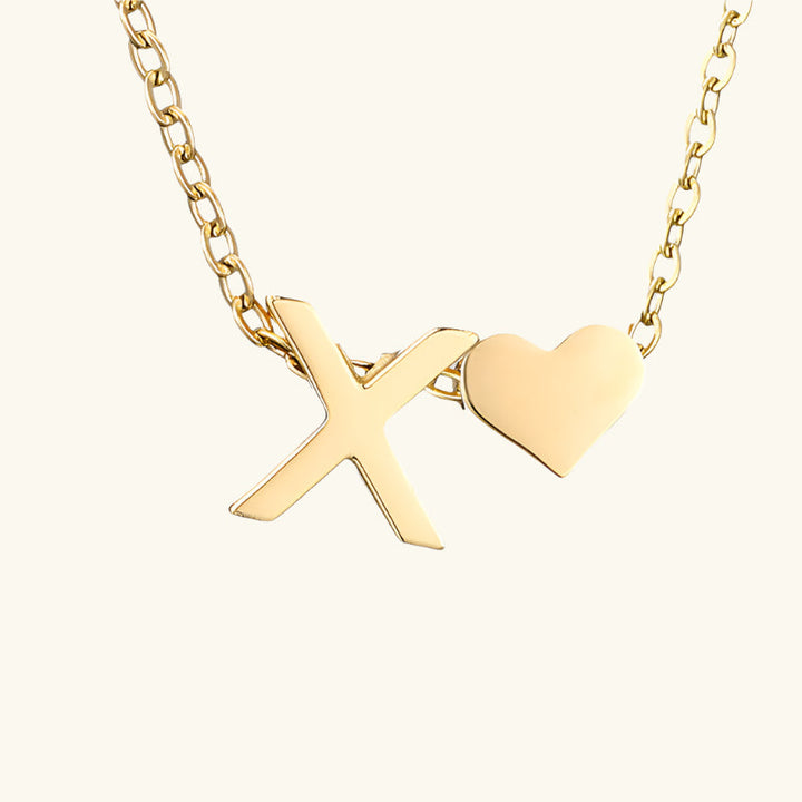 Valantomode | Plated Initial and Heart Charm Necklace for Women