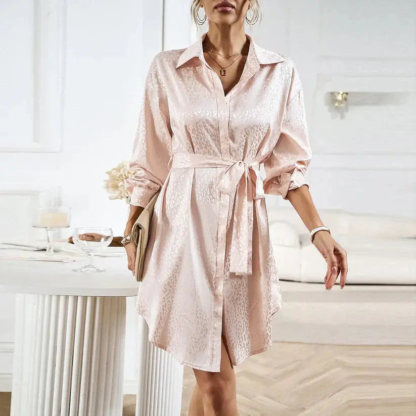 Valantomode | Chic Leopard Print Mini Dress with Stylish Belt for Women