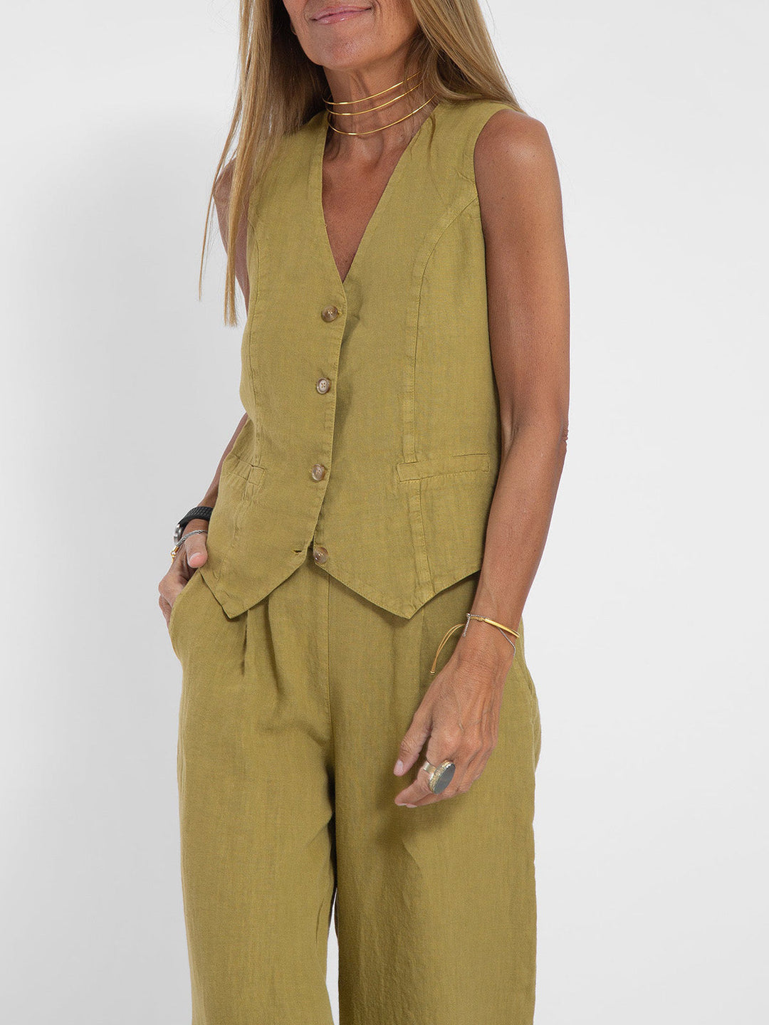 Valantomode | Chic Suit Set with Tailored Vest & Flowy Wide Pants