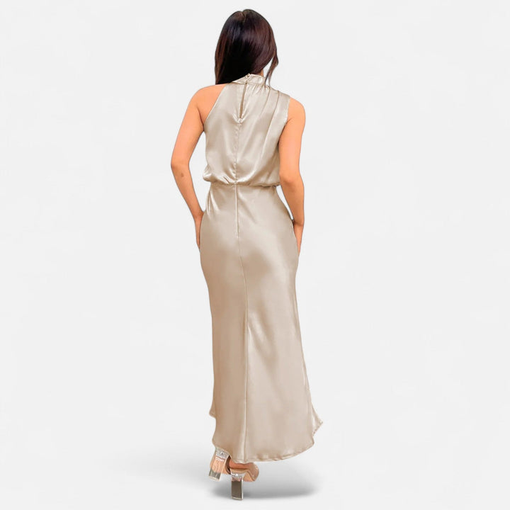 Valantomode | Women’s Satin A-Line Sleeveless Long Dress