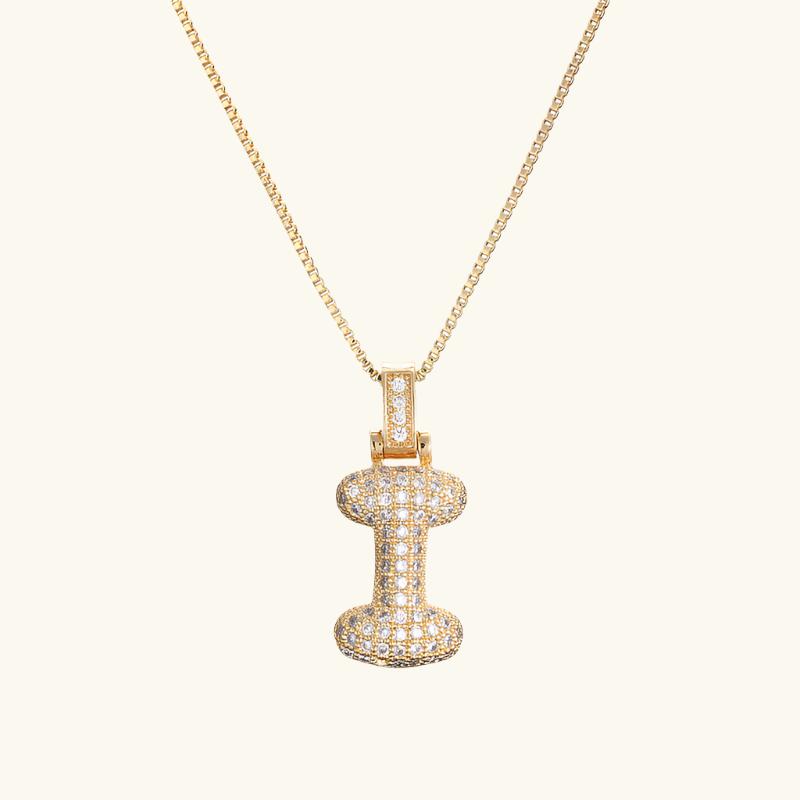 Valantomode | Plated Letter Luxe Necklace with Alphanumeric Architecture and Refractive Assets