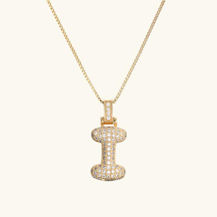 Valantomode | Plated Letter Luxe Necklace with Alphanumeric Architecture and Refractive Assets