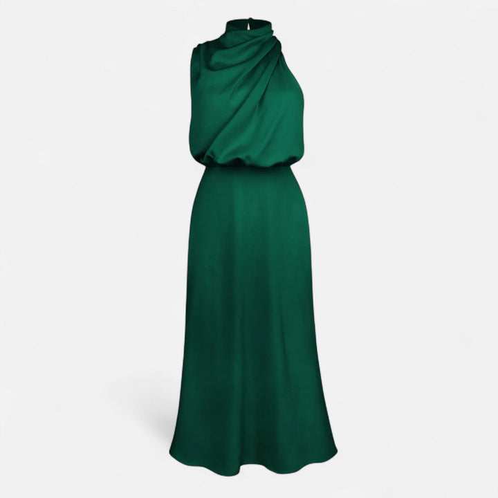 Valantomode | Women’s Satin A-Line Sleeveless Long Dress