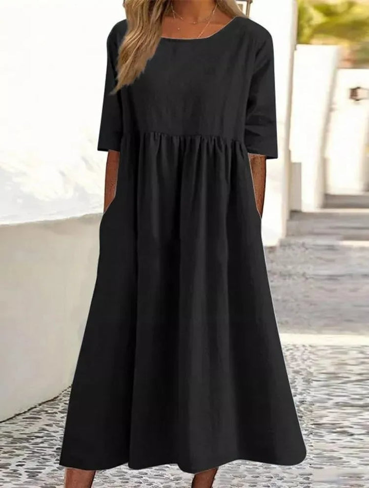 Valantomode | Breezy Cotton Linen Dress for Stylish Summer Days