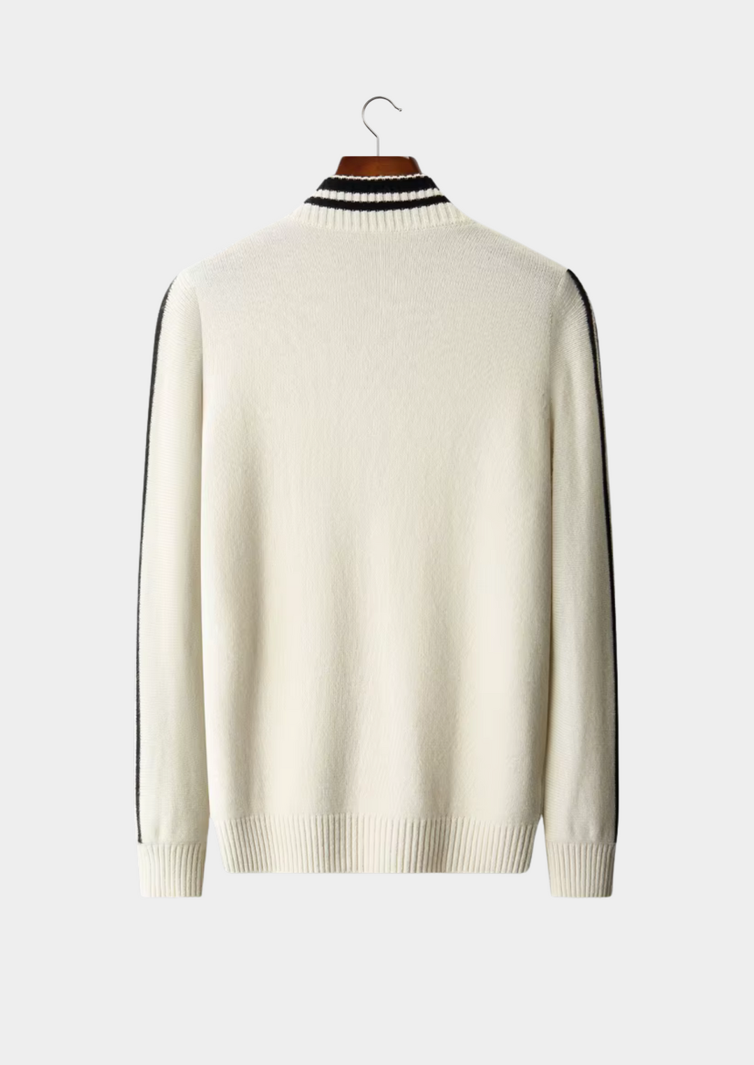 Valantomode | Men’s Two-Tone Collar Zip Knit – Textural Dominance & Modern Hybridity