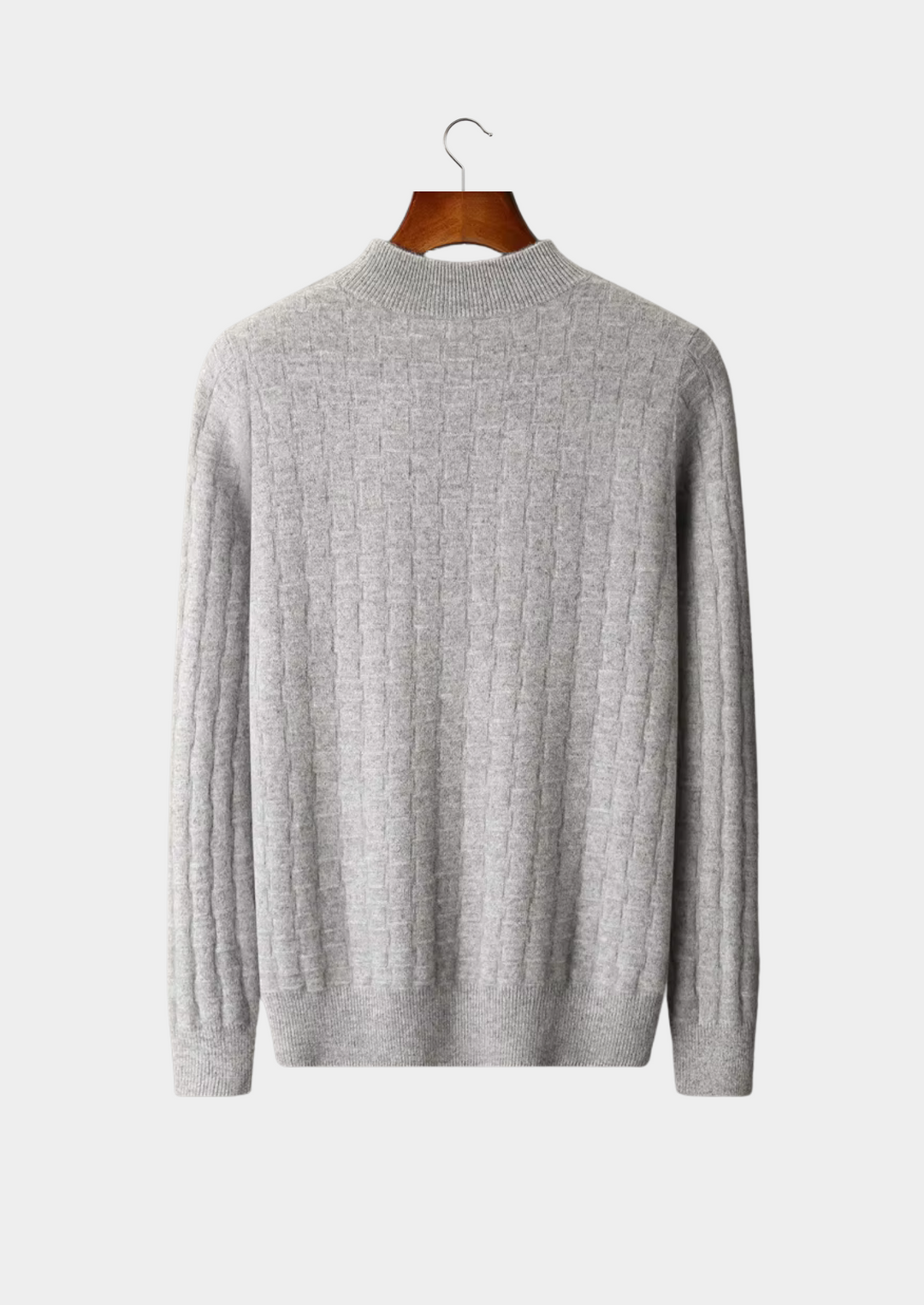 Valantomode | Men’s Textured Mockneck Knit – Geometric Presence & Tactical Elegance