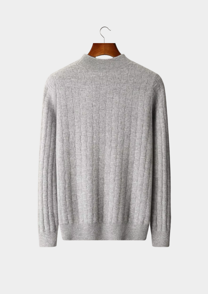 Valantomode | Men’s Textured Mockneck Knit – Geometric Presence & Tactical Elegance