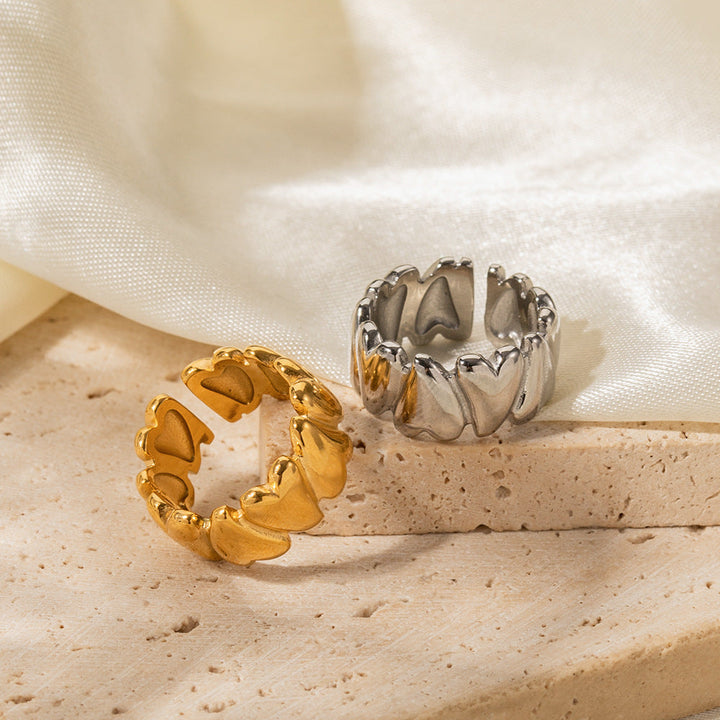 Valantomode | Plated Intertwined Sculptural Open-Ended Ring for Women