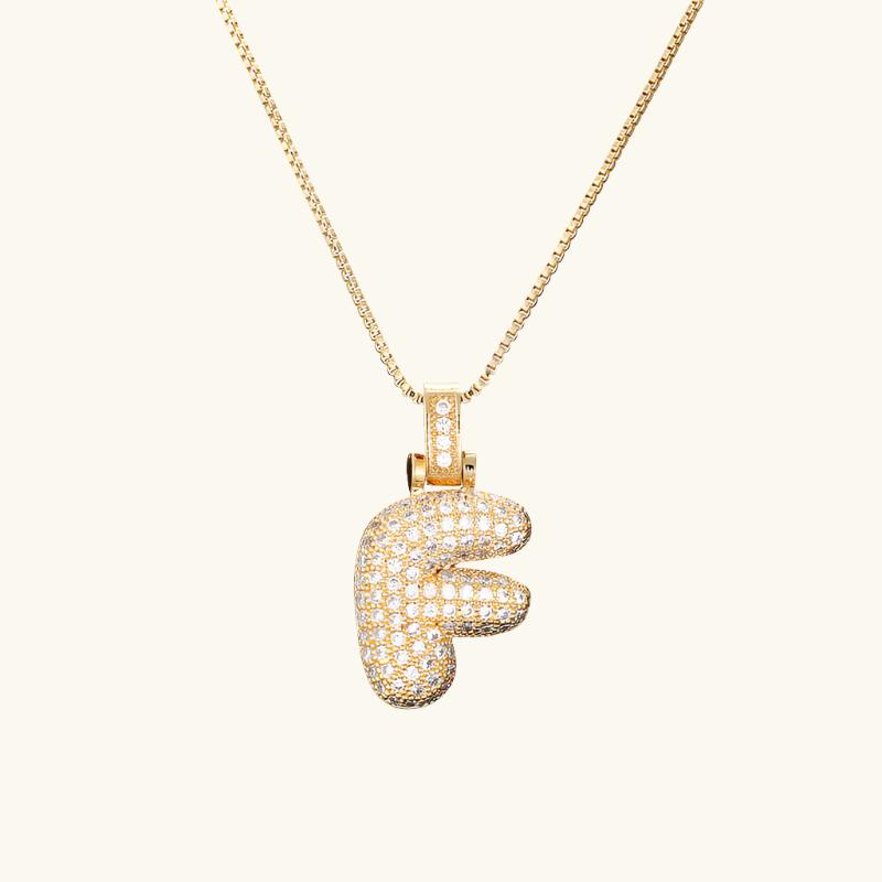 Valantomode | Plated Letter Luxe Necklace with Alphanumeric Architecture and Refractive Assets
