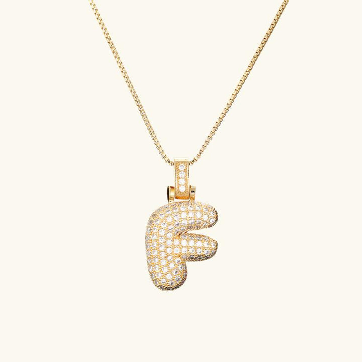 Valantomode | Plated Letter Luxe Necklace with Alphanumeric Architecture and Refractive Assets