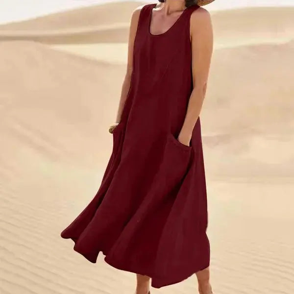 Valantomode | Chic Linen Dress for Effortless Summer Style