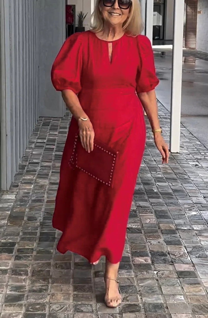 Valantomode | Dress with Elegant Puff Sleeves