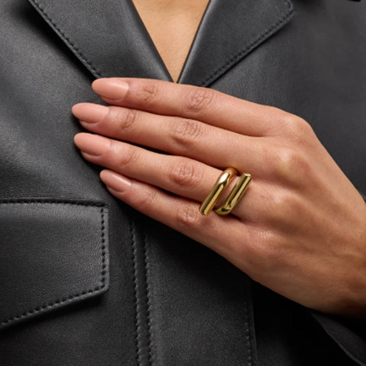 Valantomode | Plated Helical Curvilinear Open-Ended Ring for Women