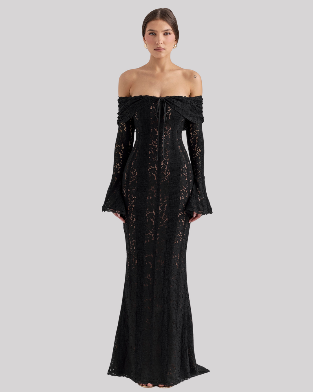 Valantomode | Chic Floral Off-Shoulder Dress for Effortless Elegance