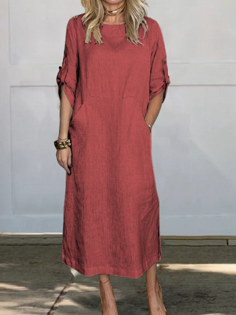 Valantomode | Chic Linen Dress for Effortless Summer Style