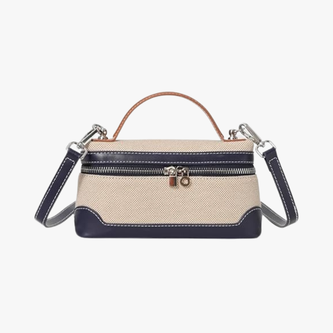 Valantomode | Odyssey Micro-Contour – Premium Two-Tone Canvas & Vegan Leather Mini Crossbody Bag