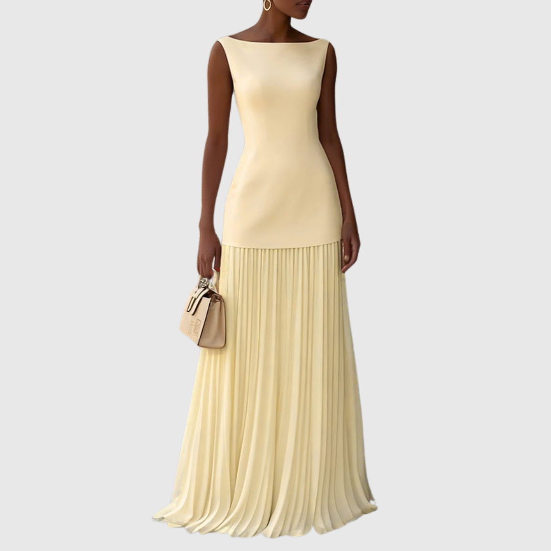 Valantomode | Stylish Sleeveless Dress with Elegant Flowing Pleats