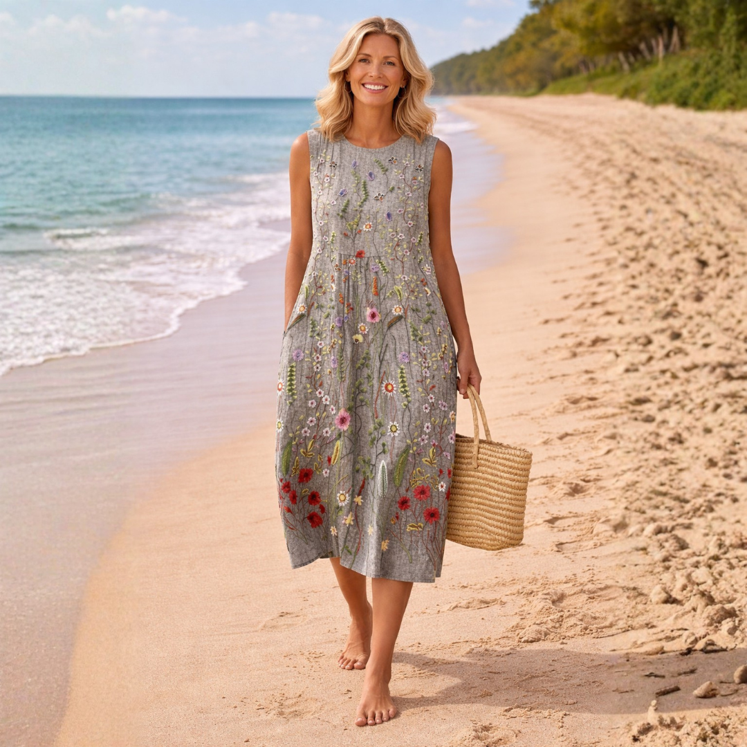 Valantomode | Midi Dress with Floral Design