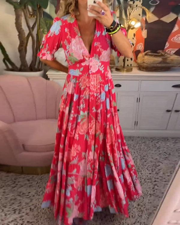 Valantomode | Dress with Vibrant Floral Pattern