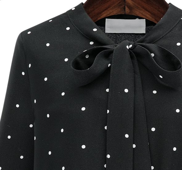 Valantomode | Chic Polka Dot Chiffon Maxi Dress with Tie-Neck Detail